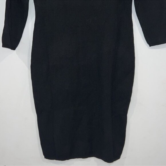 HUDSON North Black Rib Open Neck Form-fitting Midi Dress size Large - Picture 9 of 10
